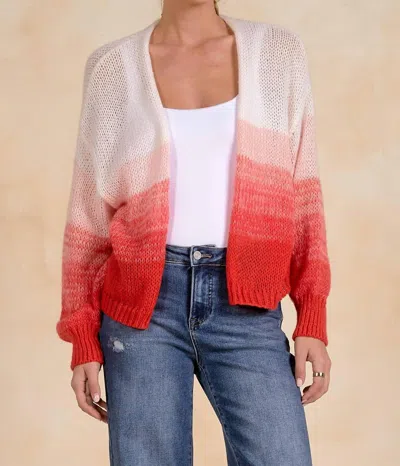 Elan Women's Minnie Cardigan In Red Ombre In Multi