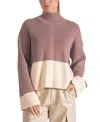 ELAN WOMEN'S MOCK-NECK COLORBLOCKED SWEATER