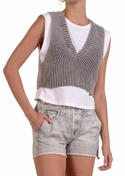 Elan Twofer Yalor Sweater Vest In Grey Wash In Gray