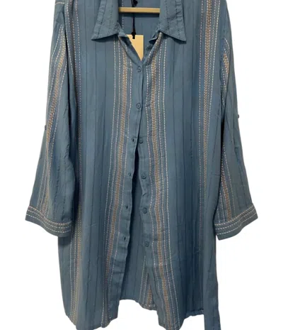 Elan Women's Oversized Boyfriend Shirt In Blue Stripe