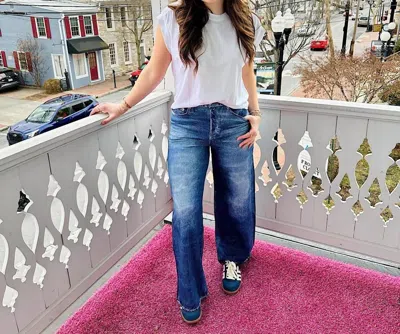 Elan Women's Printed Denim Sweatpant In Blue