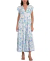 Elan Ruffle-sleeve Tassel-tie Maxi Dress In Blue Allure In Blue Allure