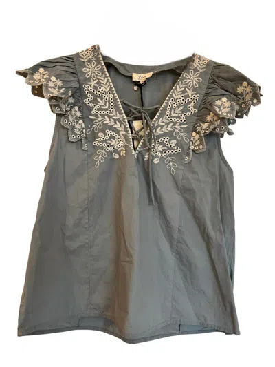 Elan Women's Ruffled Top In Blue Natural In Multi