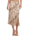 Elan Sahara Printed Side Slit Midi Skirt In Multi In Burgundy
