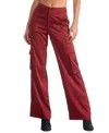 Elan Amber Satin Cargo Pants In Maroon In Maroon
