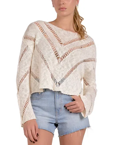 Elan Women's Scoop-neck Cutout Sweater In White