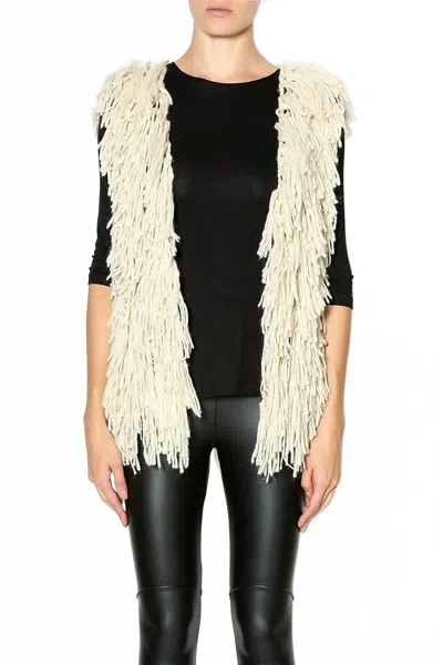 Elan Women's Shaggy Vest In Beige In Neutral