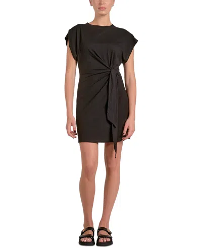 Elan Women's Side Tie Cotton Mini Dress In Black