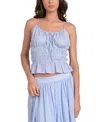 Elan Women's Smocked Peplum Top In Blue