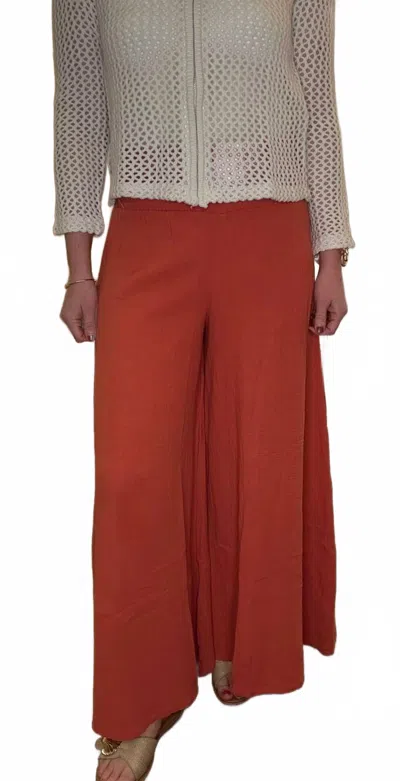 Elan Women's Smocked Waist Pants In Cayenne In Red