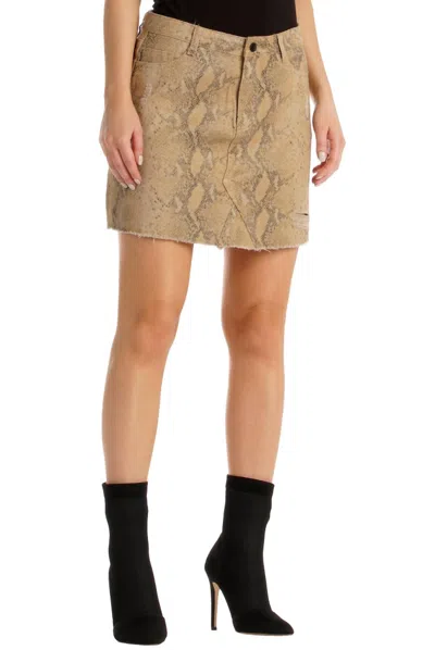Elan Women's Snake Denim Skirt In Beige In Brown