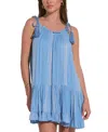 Elan Tie Strap Mini Swim Cover-up Dress In Blue Lilac Stripe