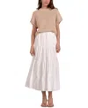 Elan Mixed Media Sweater Midi Dress In White