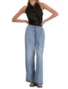 Elan Drawstring Straight Leg Pants In Denim Blue In Blue