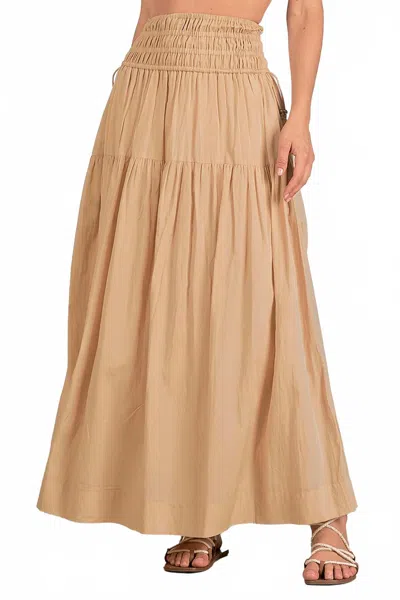 Elan Women's Tiered Maxi Skirt In Taupe In Gray