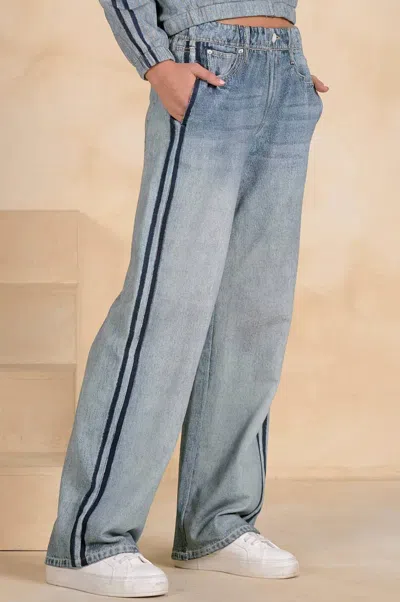 Elan Women's Track Stripe Sweatpants Jeans In Blue
