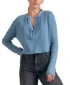 Elan Waffle Henley Top In Blue In Blue Wash