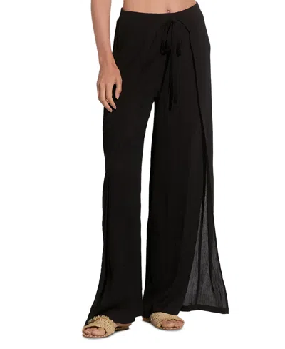 Elan Women's Wrap Wide-leg Drawstring Pants In Black