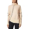 Elan Womens Asymmetric Whipstitch Pullover Sweater In Neutral