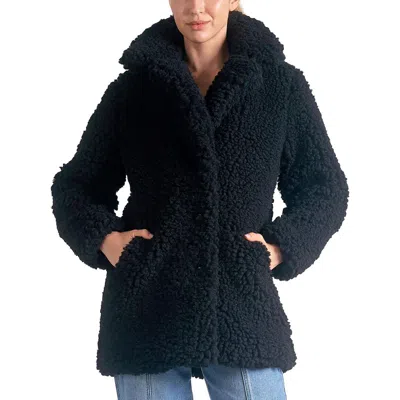 ELAN WOMENS COLLAR FAUX FUR FAUX FUR COAT
