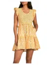 Elan Womens Cotton Smocked Babydoll Dress In Multi
