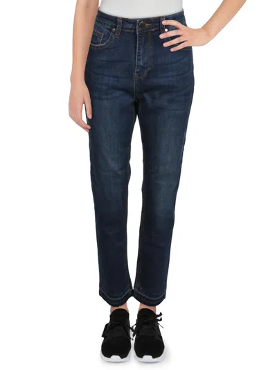Elan Womens Distressed High Waist Skinny Jeans In Blue