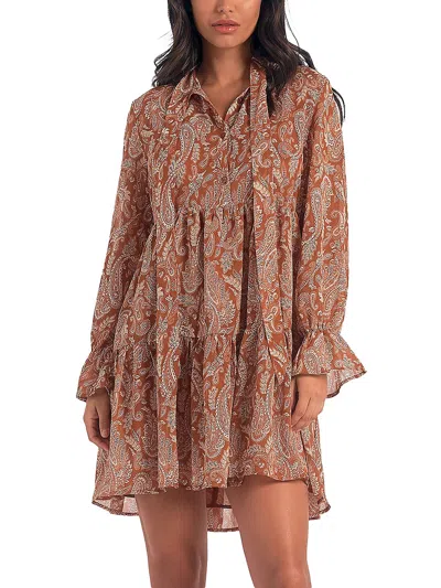 Elan Womens Paisley Short Mini Dress In Multi