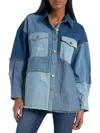 Elan Womens Patch Work Casual Shirt Jacket In Multi