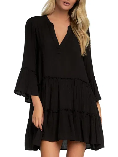 Elan Womens Tiered Mini Sheath Dress In Black