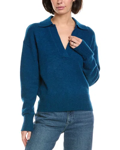 Elan Wool-blend Polo Sweater In Blue