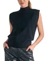 Elan Sleeveless Mock Neck Sweater In Black In Black