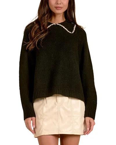 Elan Wool-blend Polo Sweater In Black