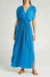 Elan Wrap Maxi Cover-up Dress In Blue Bright