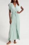 Elan Wrap Maxi Cover-up Dress In Light Teal