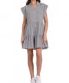 Elan Wren Seersucker Mini Dress In Black In Gray