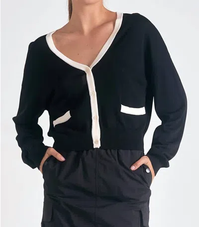 Elan Wyman Sweater In Black / White Contrast Detail In Multi