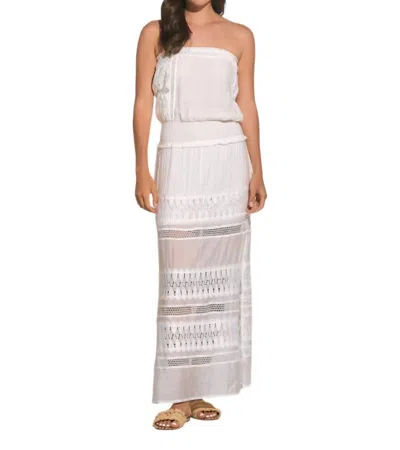 Elan Wymara Crochet Strapless Maxi Dress In White In Neutral