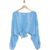 Elan Yarn Stripe Tie Front Cover-up Top