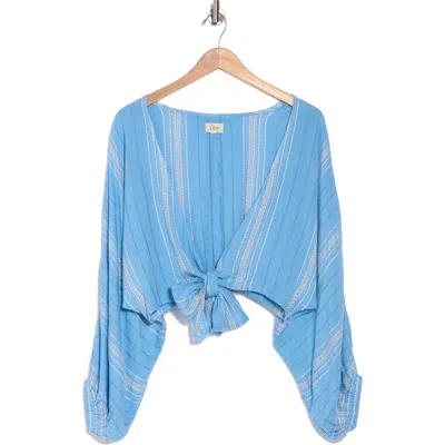 Elan Yarn Stripe Tie Front Cover-up Top