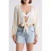 Elan Yarn Stripe Tie Front Cover-up Top