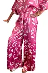 Elan Zade High Waisted Patterned Pants In Mauve Abstract In Multi