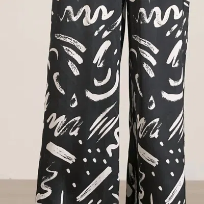 Elan Abstract Wide Leg Pant In Black