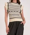 Elan Flutter Sleeve Knit Tank Sweater In Off White In Multi