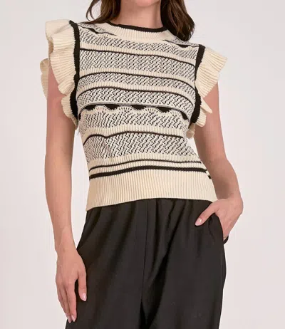 ELAN ZAZA SWEATER IN OFF WHITE/BLACK