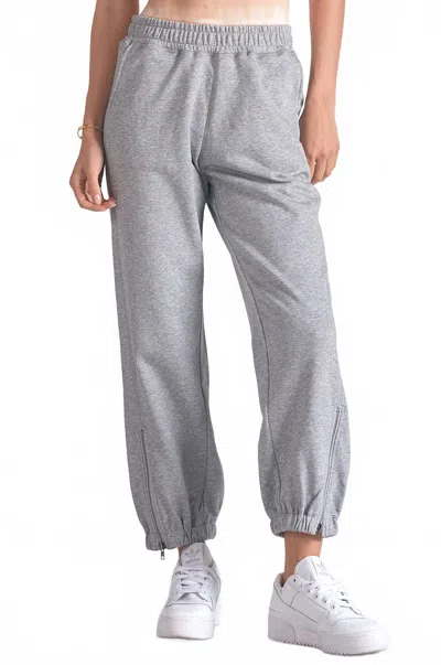 ELAN ZIP BOTTOM JOGGER PANTS IN HEATHER GREY
