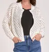 Elan Candice Zip Cardigan Sweater In White In White