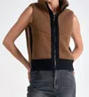 Elan Zip Up Vest In Dark Tan