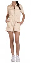 Elan Zipper Romper In Stone In Neutral