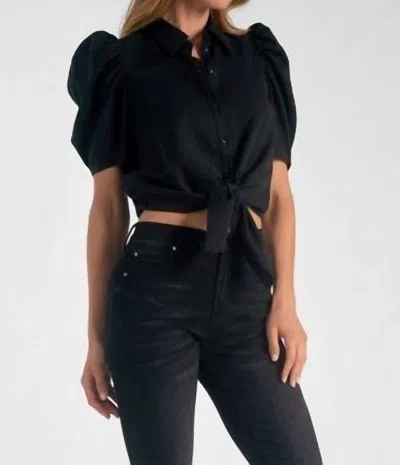 Elan Zoe Cropped Blouse In Black