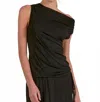 Elan Zoe Drapey Cap Sleeve Knit Top In Black In Black